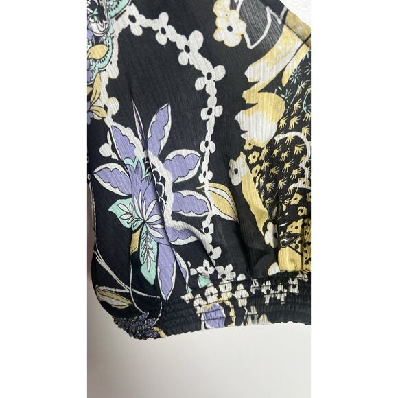 Free People INTIMATELY Women's Weekend In Montauk Floral Cropped Top XS Black - Picture 5 of 8